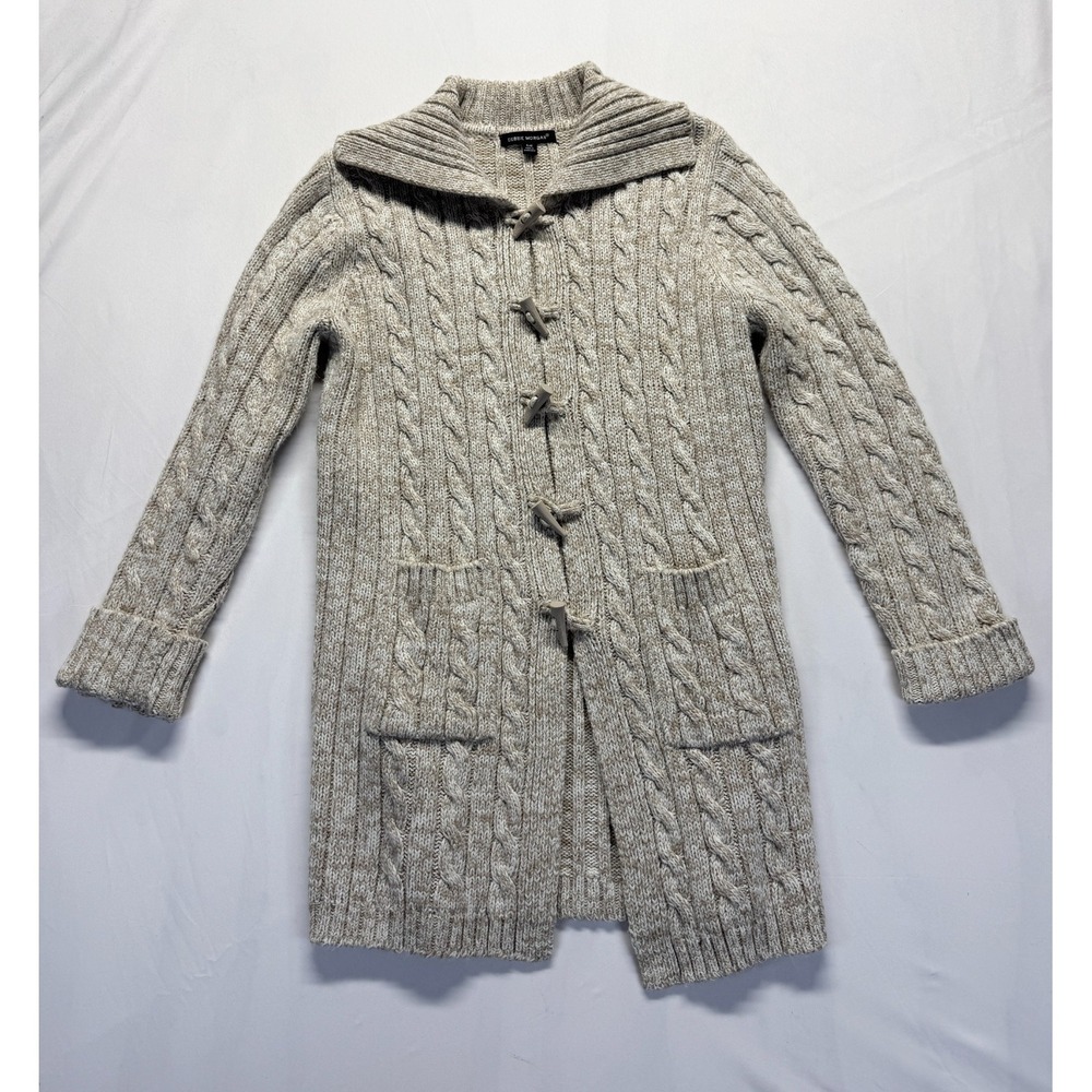Debbie Morgan Cardigan Sweater Womens Small Gray Acrylic Cable Knit Toggle Front